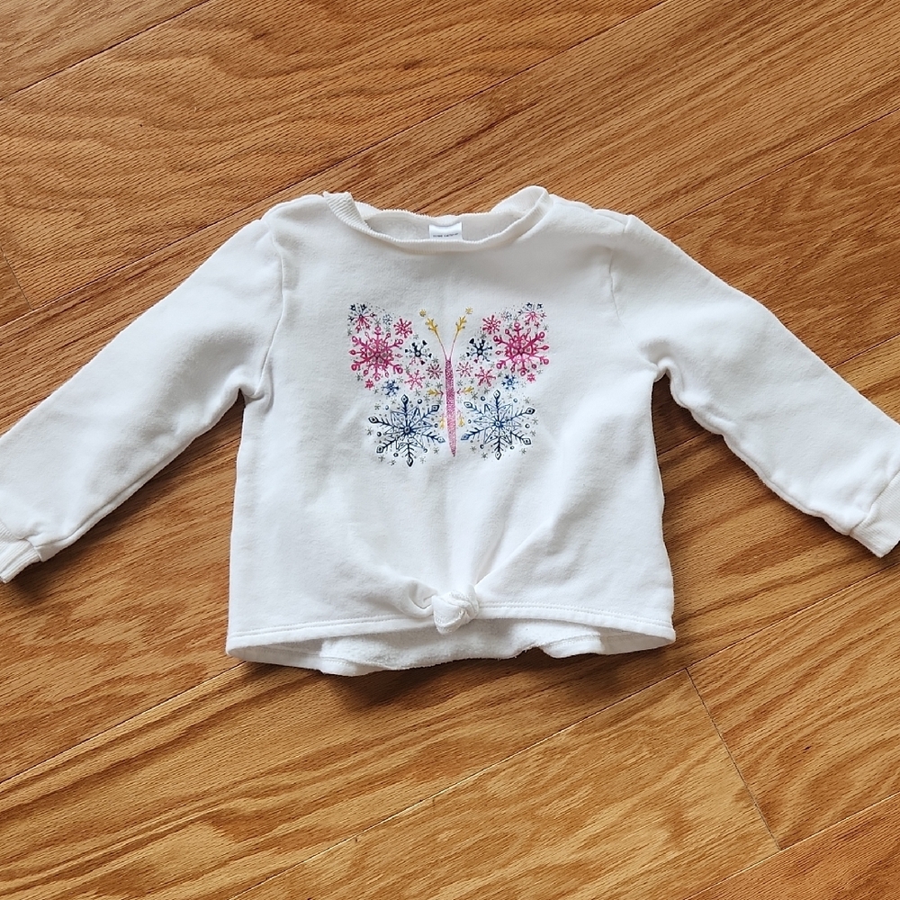 Carters Toddler White Lightweight Fleece Shirt Long Sleeve 2T